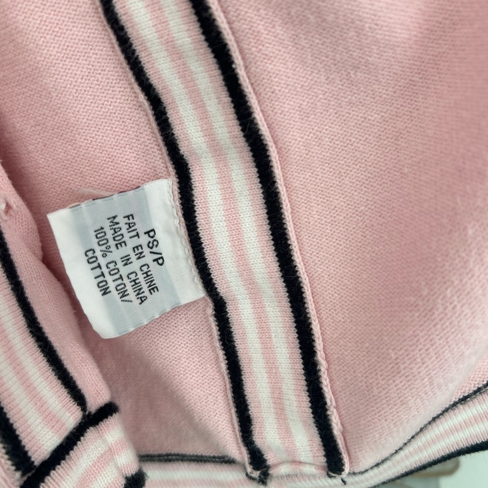 Vintage Baby Pink Cardigan & Matching Camisole Set – Black & White Trim - Picture 7 of 10